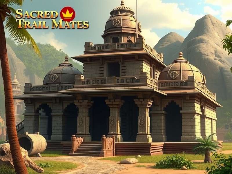 Sacred Trail Mates game screenshot showing ancient Indian temple